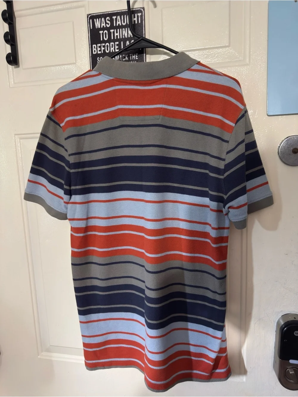 Banana Republic Striped Polo in Gray, Navy & Rust